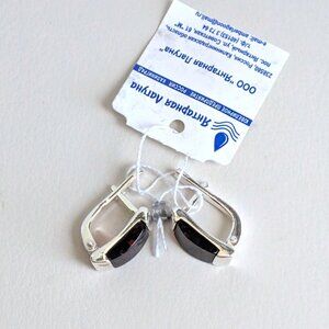 NEW NWT Russian Amber Lagoon Sterling Silver Baltic Dark Honey Amber Earrings